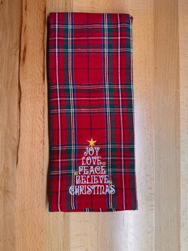 Embroidered Plaid Christmas Tree Kitchen Towel (Pre-Order)